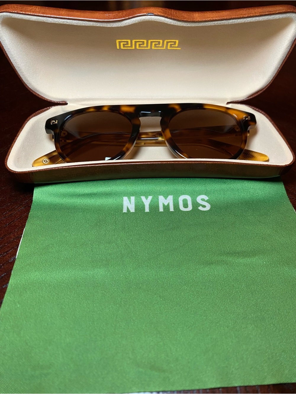 NYMOS Tortoise Shell Sunglasses with gold accents, cleaning cloth and case - Picture 8 of 15